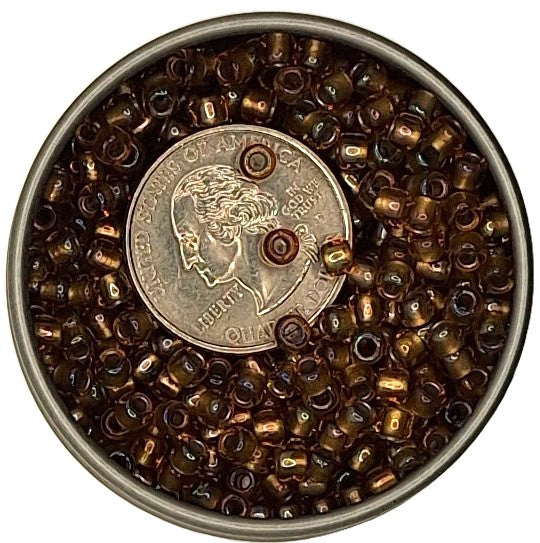 6/0 Gold-Lined Transparent Rainbow Topaz Toho Round Seed Beads 25g