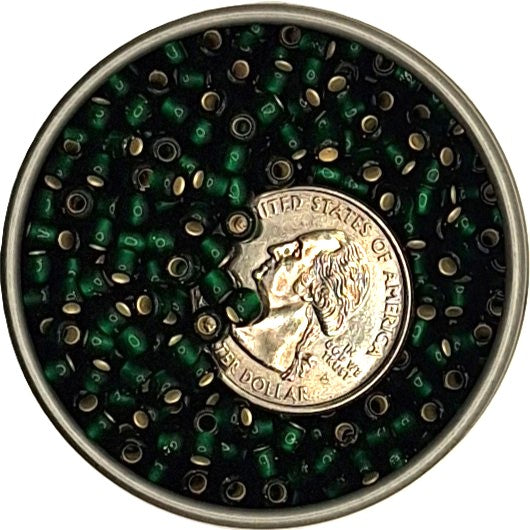 6/0 Green Emerald Transparent Silver-Lined Matte Toho Round Seed Beads 25g