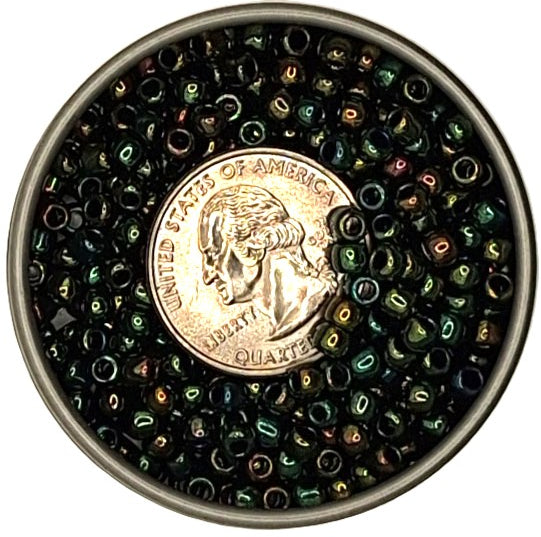 6/0 Higher-Metallic Rainbow Green Toho Round Seed Beads 25g