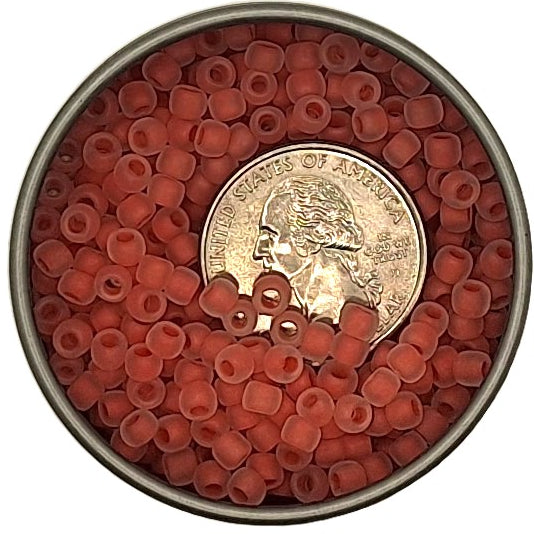 6/0 Salmon-Lined Crystal Clear Matte Toho Round Seed Beads 25g