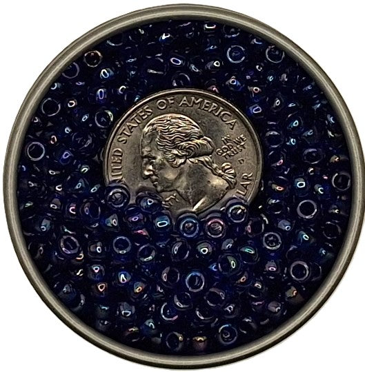 6/0 Cobalt Transparent Rainbow Toho Round Seed Beads 25g
