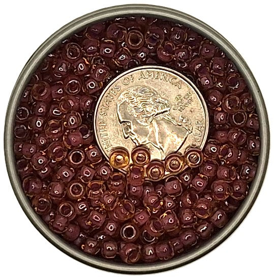 6/0 Pink-Lined Transparent Topaz Toho Round Seed Beads 25g