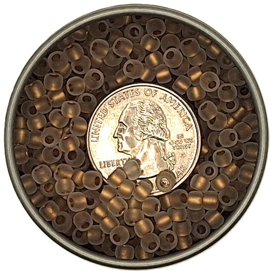 6/0 Crystal Clear Gold-Lined Matte Toho Round Seed Beads 25g