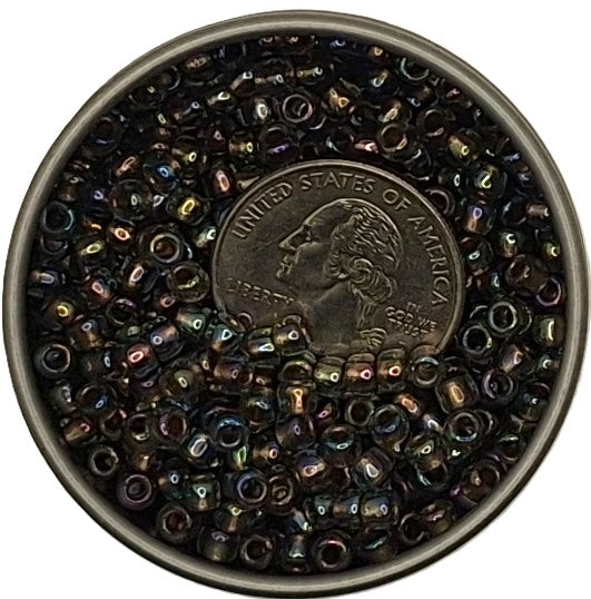 6/0 Black Diamond Gold-Lined Rainbow Toho Round Seed Beads 25g