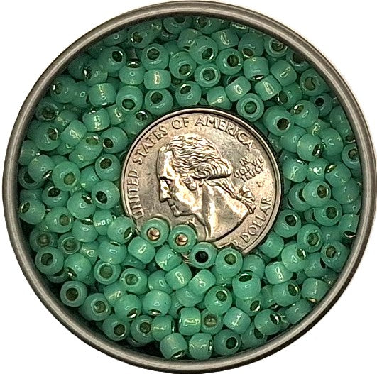 6/0 PermaFinish Milky Peridot Transparent Silver-Lined Toho Round Seed Beads 25g