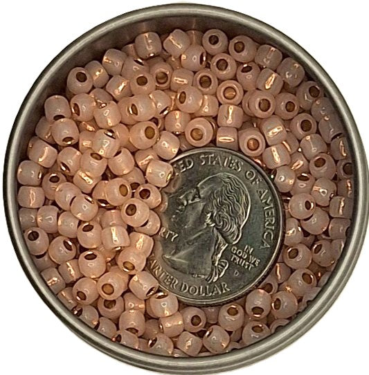 6/0 PermaFinish Milky Peachy Pink Transparent Silver-Lined Toho Round Seed Beads 25g
