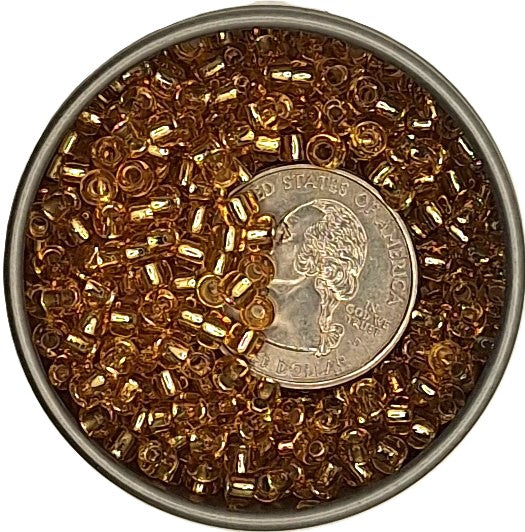 6/0 PermaFinish Light Topaz Transparent Silver-Lined Toho Round Seed Beads 25g