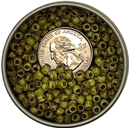 6/0 HYBRID Sour Apple Picasso Matte Toho Round Seed Beads 25g