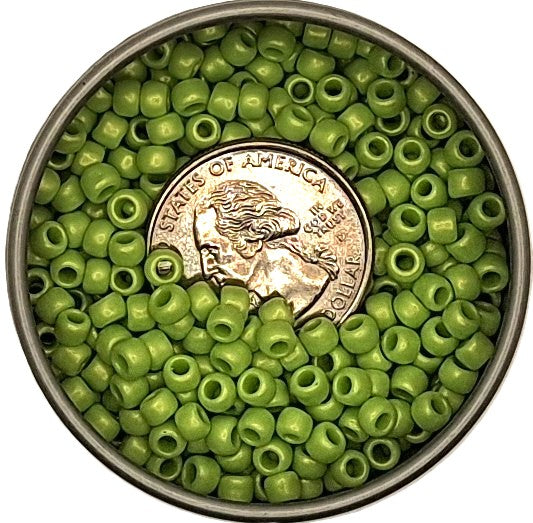 6/0 HYBRID Sueded Gold Sour Apple Opaque Toho Round Seed Beads 25g