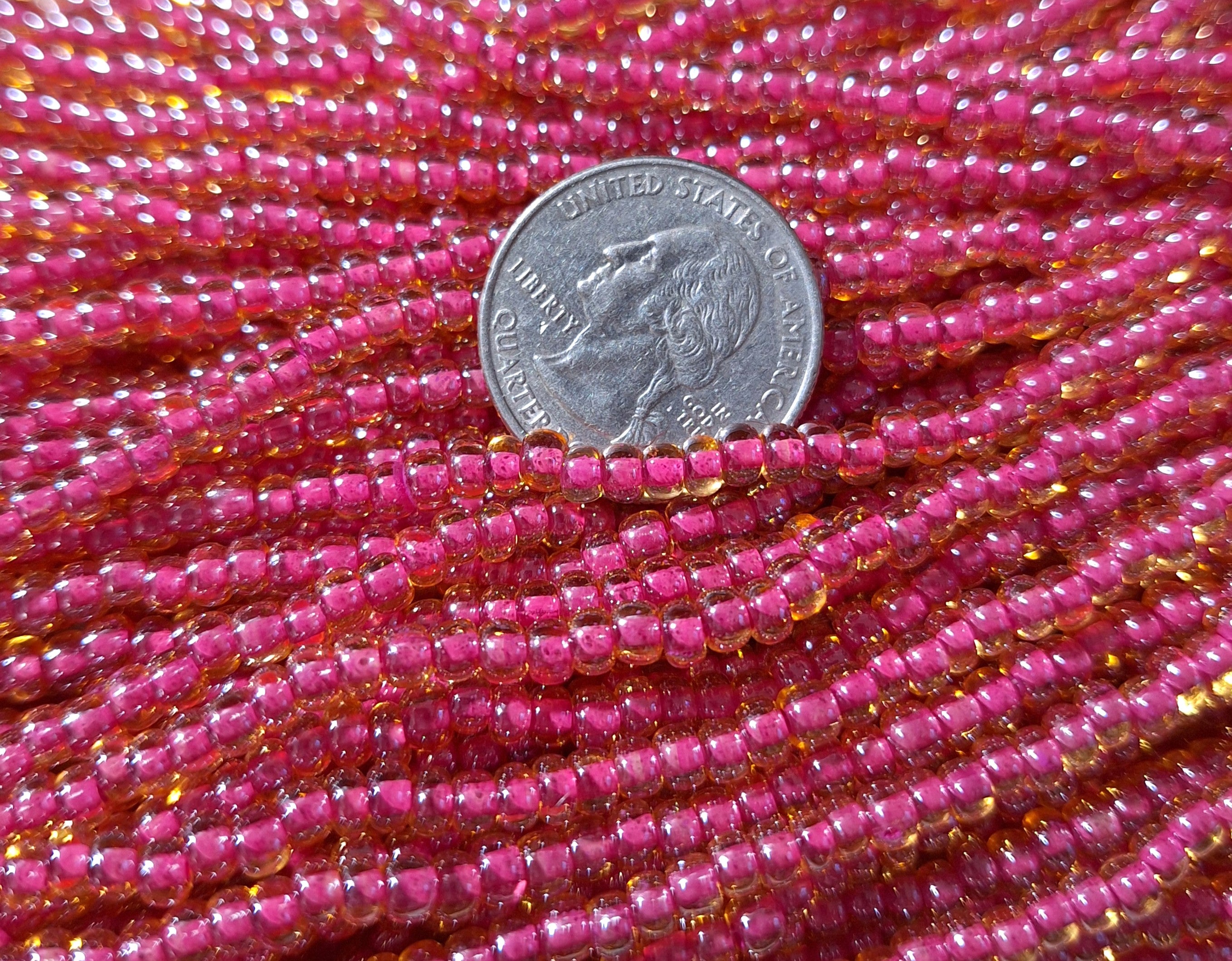 6/0 Violet-Lined Topaz Transparent Czech Glass Seed Beads Four Strands