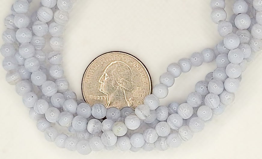5mm Blue Lace Agate Round Gemstone Beads 8-inch Strand