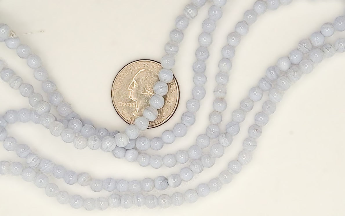 5mm Blue Lace Agate Round Gemstone Beads 8-inch Strand