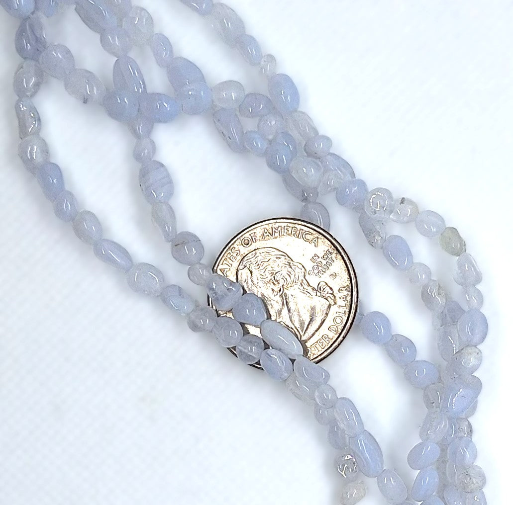5x3mm Blue Lace Agate Pebble Nugget Gemstone Beads 8-Inch Strand