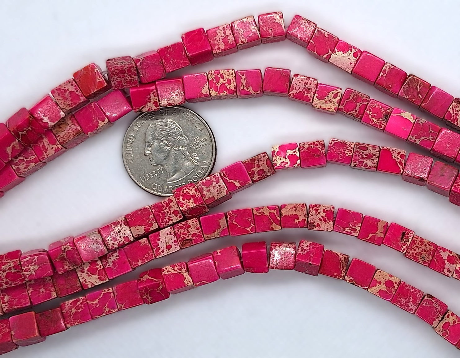 8mm Magenta Aqua Terra Jasper Dyed Cube Gemstone Beads 8-Inch Strand
