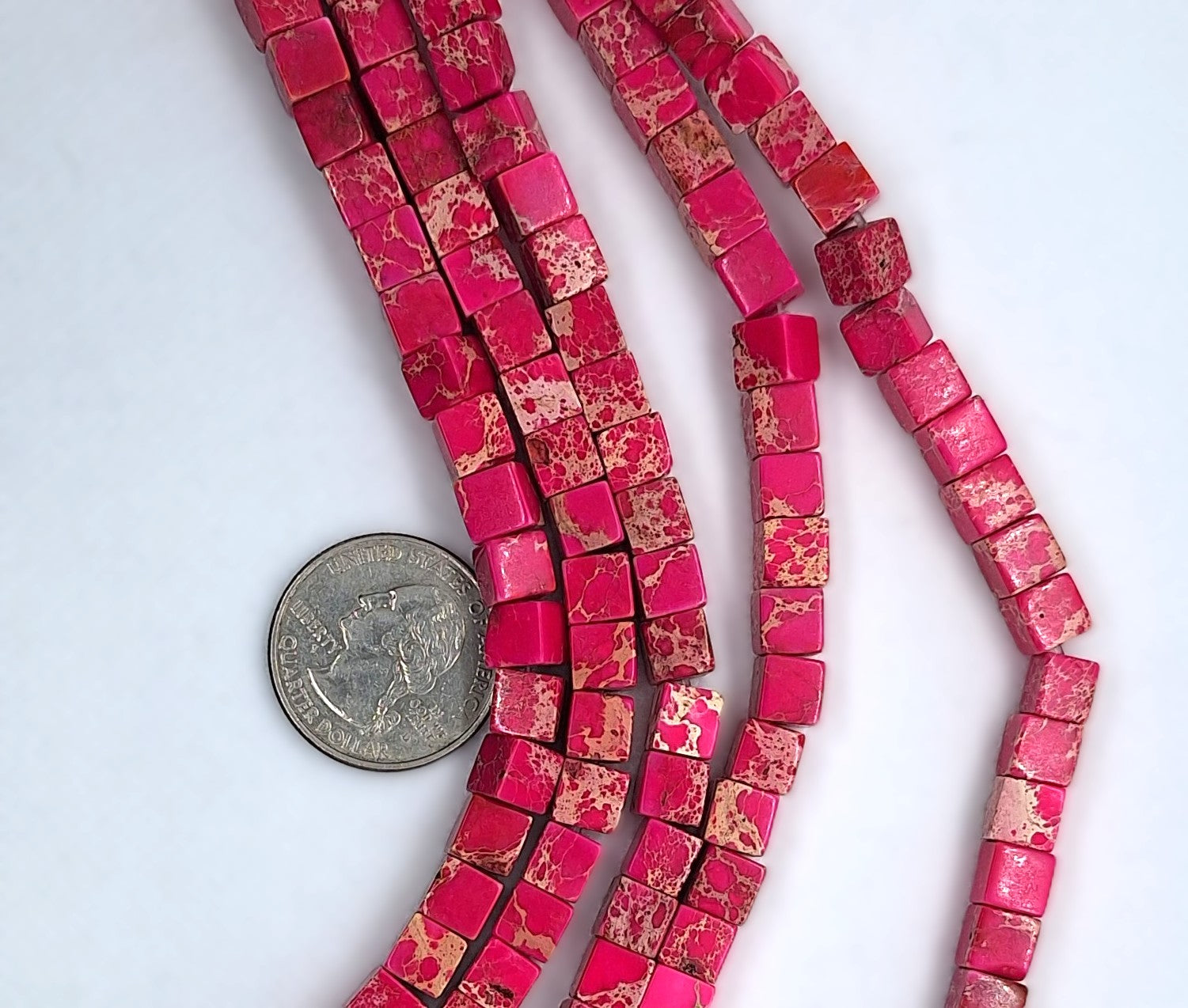 8mm Magenta Aqua Terra Jasper Dyed Cube Gemstone Beads 8-Inch Strand