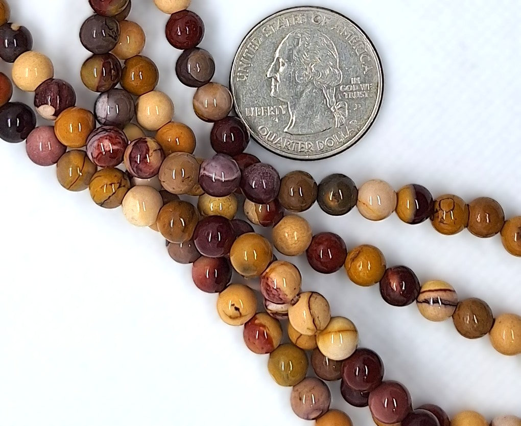 6mm Mookaite Round Gemstone Beads 8-Inch Strand