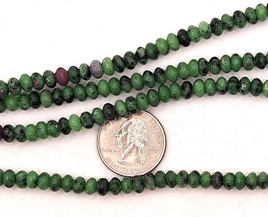 6x4mm Ruby Zoisite Smooth Rondelle Gemstone Beads 8-Inch Strand