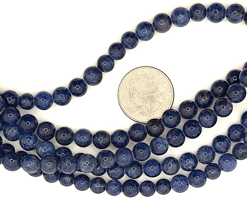 8mm Dumortierite Round Gemstone Beads 8-inch Strand