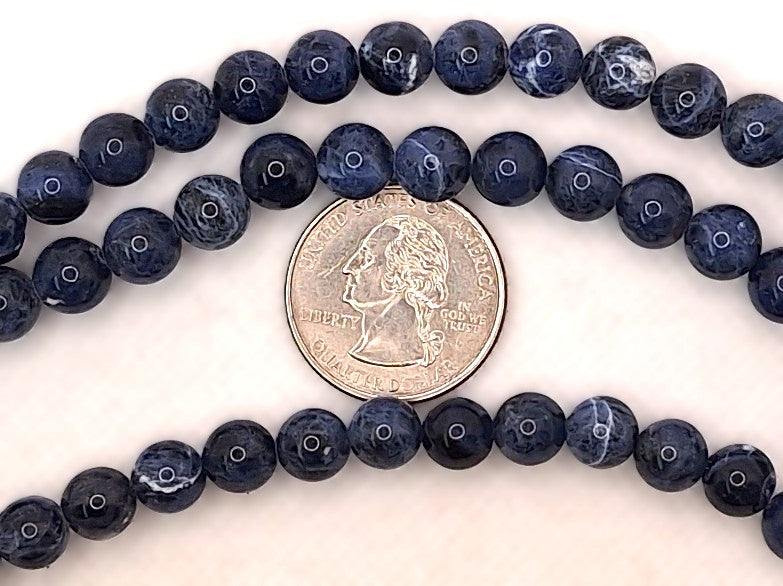 8mm Sodalite Round Gemstone Beads 8-Inch Strand