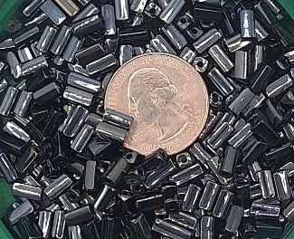 7x3.4mm Gunmetal Sphinx Luster Square Tubes Czech Glass 25g
