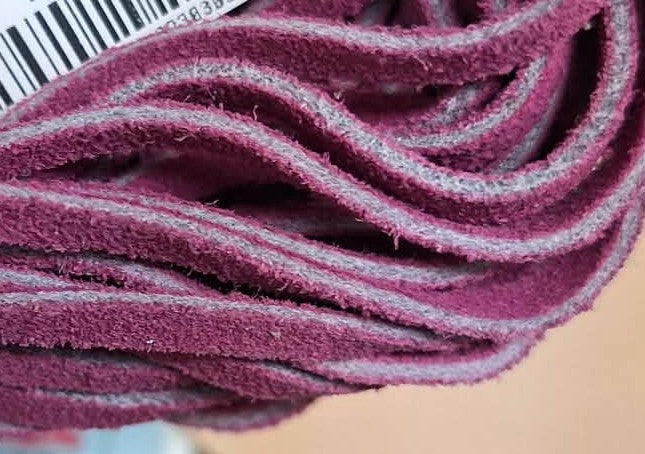 4mm Fuchsia Pink Natural Suede Lacing 5yd