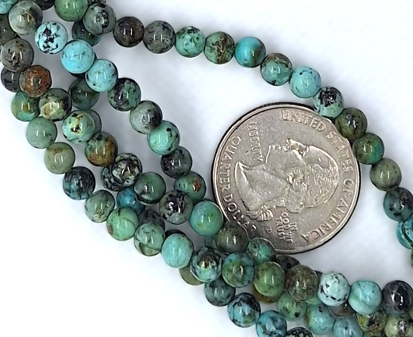 5mm Natural African Turquoise Round Gemstone Beads 8-Inch Strand