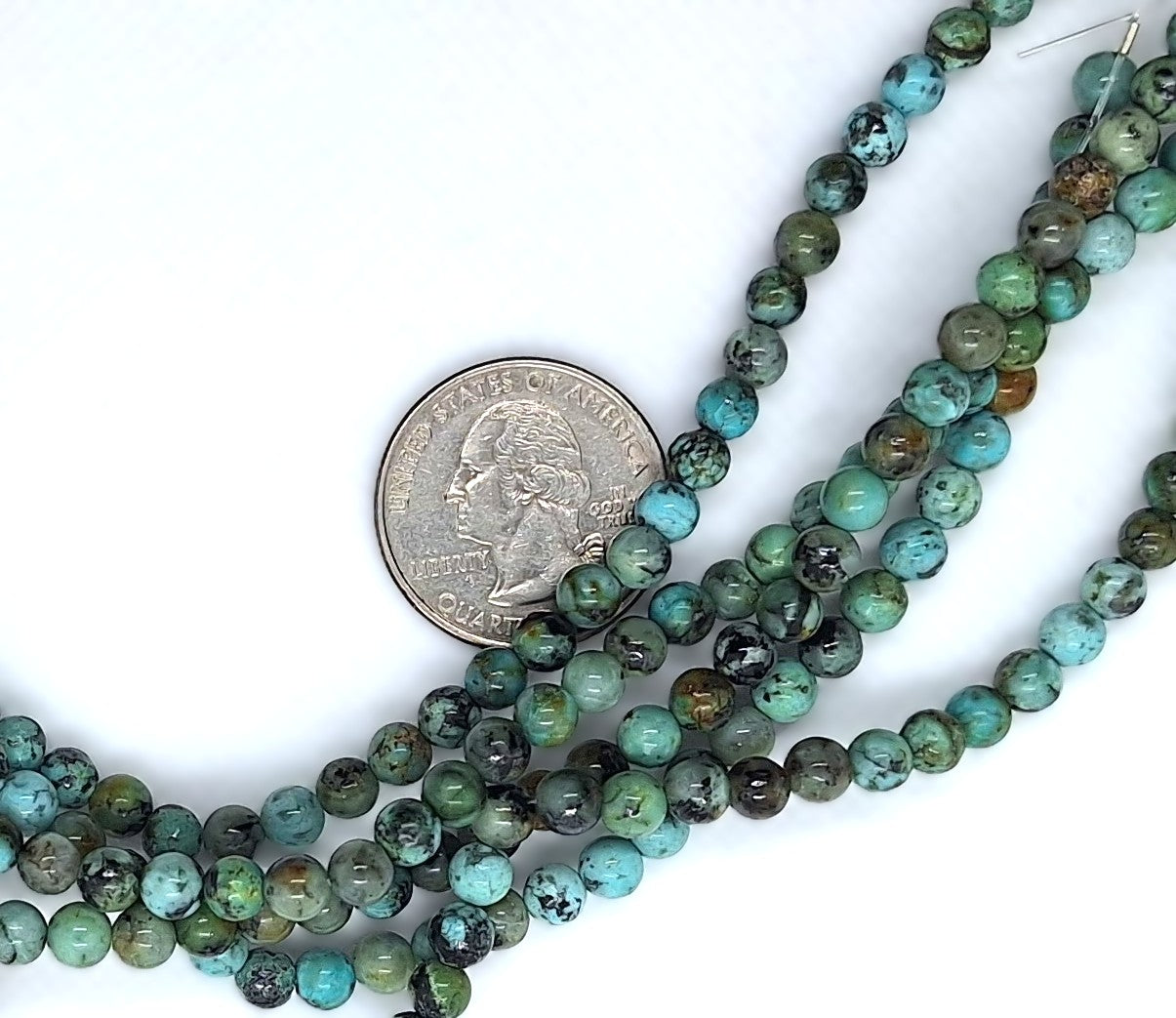 5mm Natural African Turquoise Round Gemstone Beads 8-Inch Strand