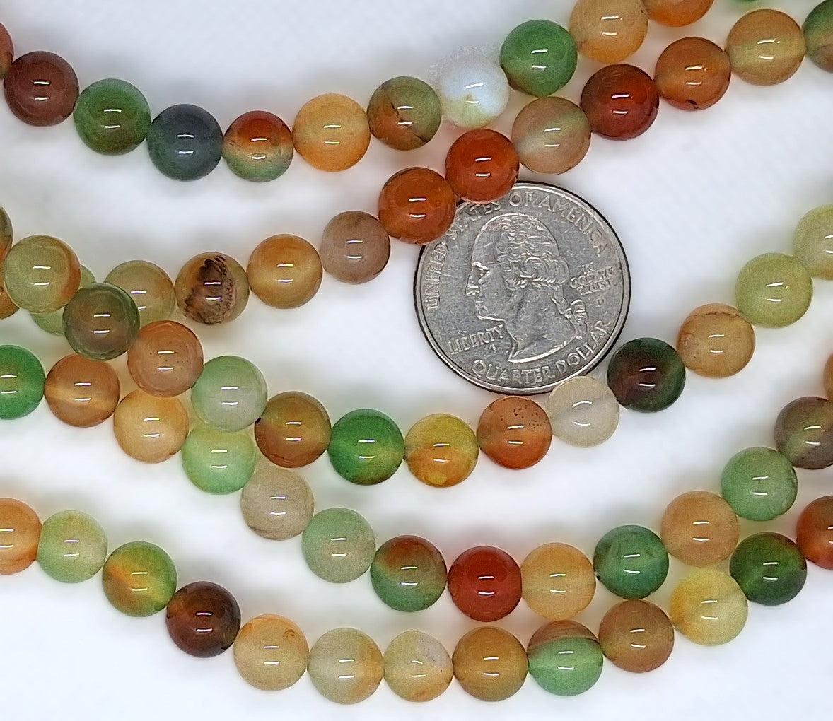 8mm Peacock Green Dyed Agate Round Gemstone Beads 8-Inch Strand
