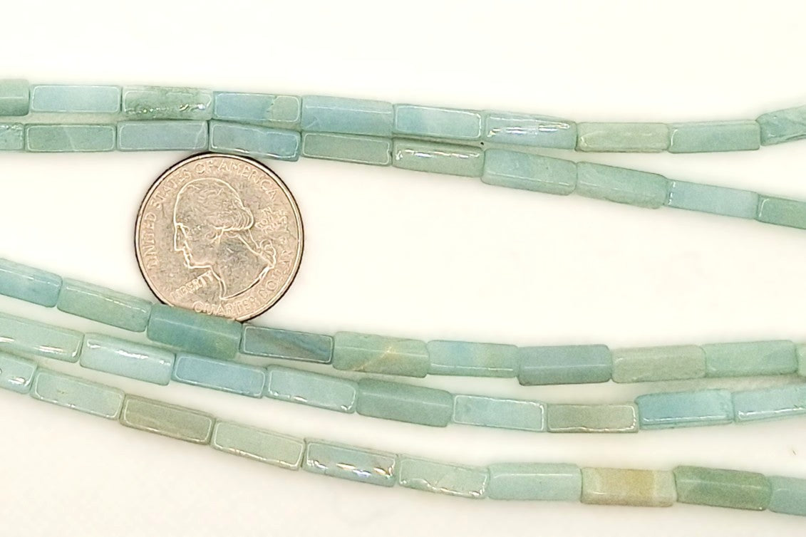13x4mm Amazonite Square Cylinder Tube Gemstone Beads 8-inch Strand