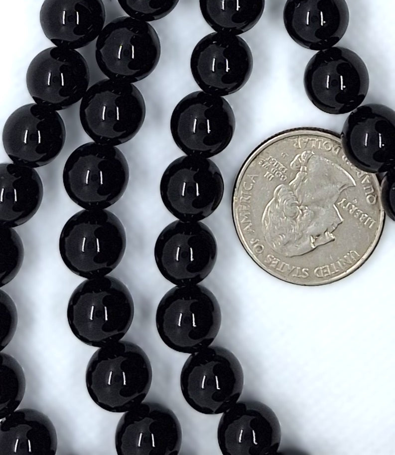 10mm Black Onyx Round Gemstone Beads 8-Inch Strand