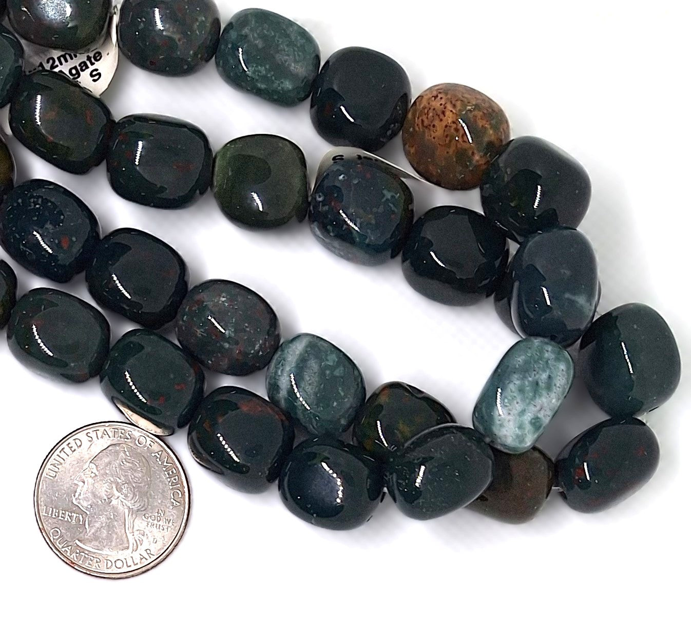 16x12mm Bloodstone Jasper Nugget Gemstone Beads 16-inch Strand