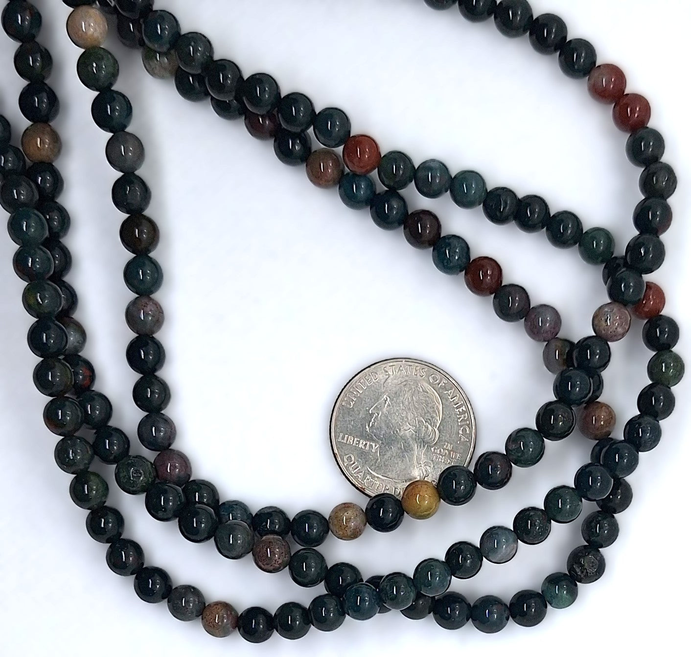 5-6mm Bloodstone Jasper Round Gemstone Beads 16-Inch Strand