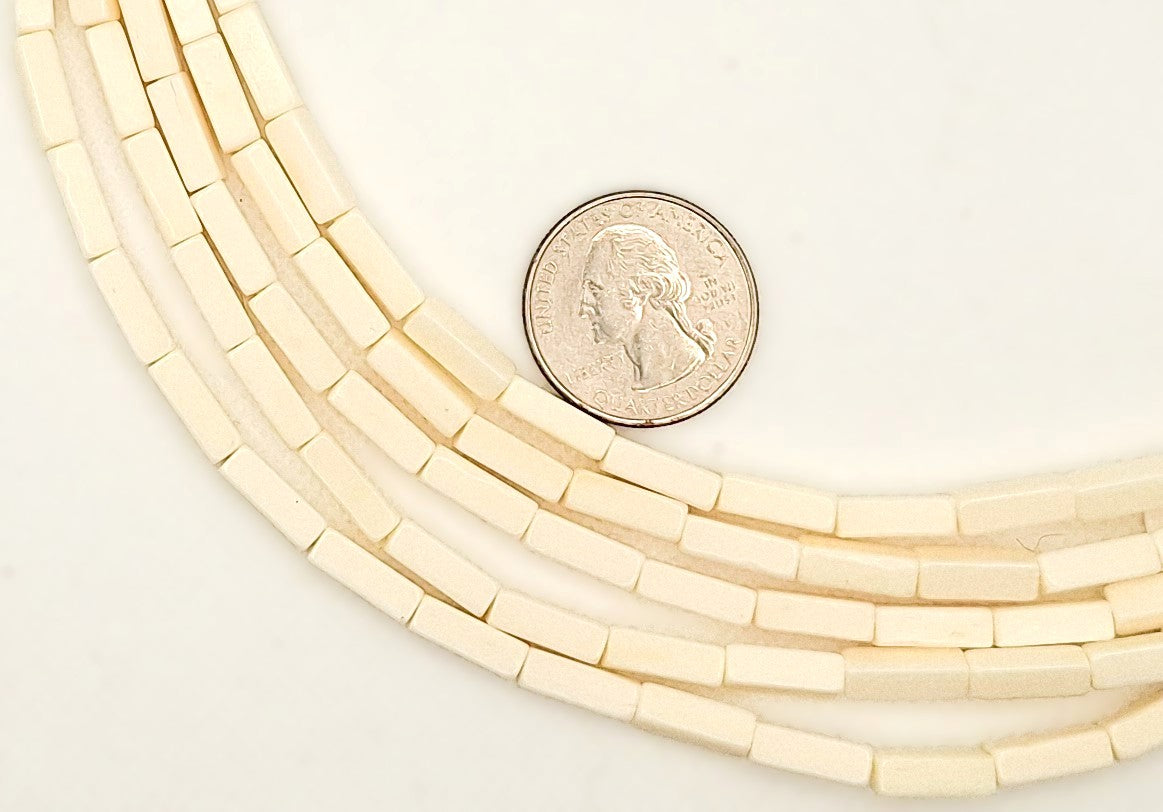 13x4mm Buffalo Bone Square Cylinder Tube Beads 8-inch Strand