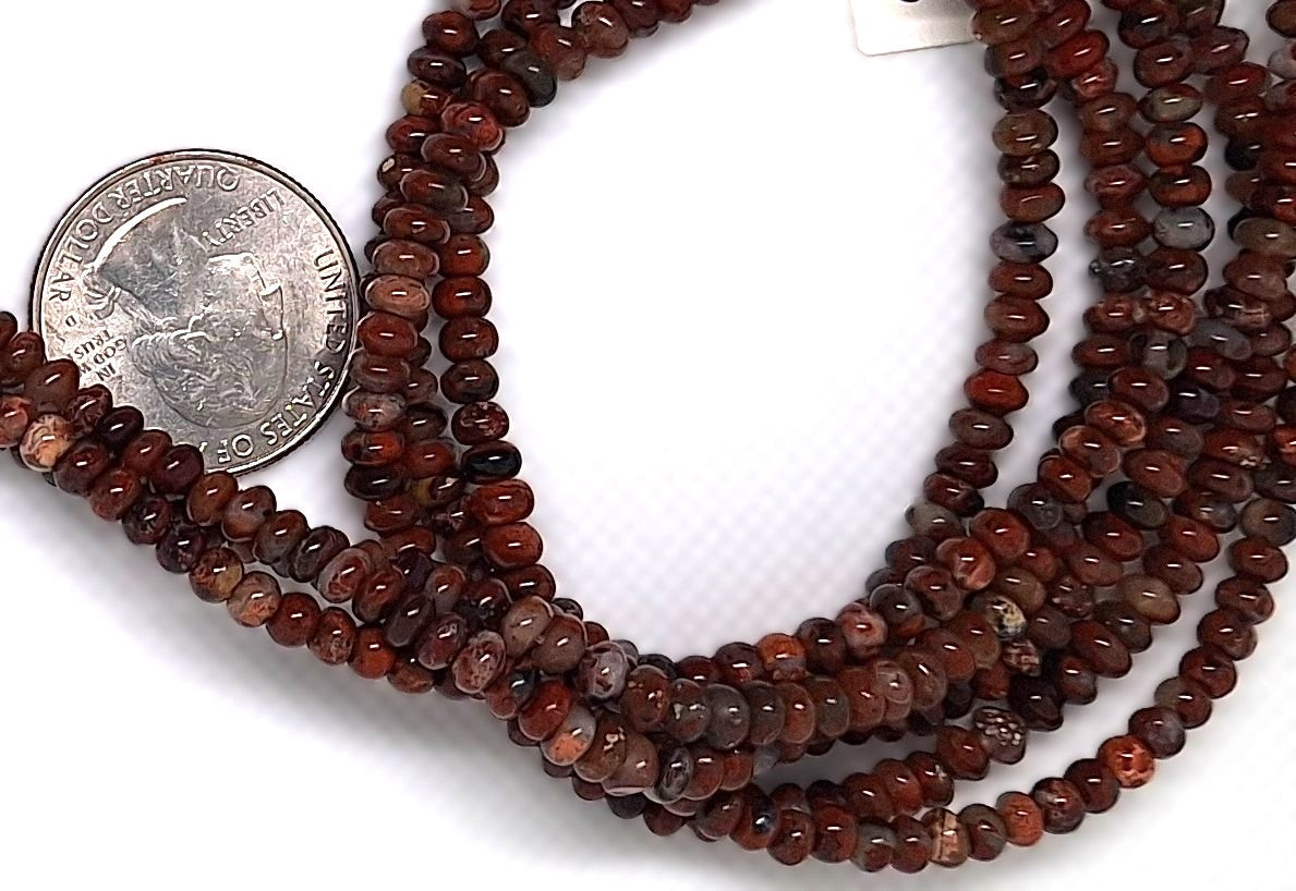 4x3mm Brecciated Jasper Rondelle Gemstone Beads 16-inch Strand