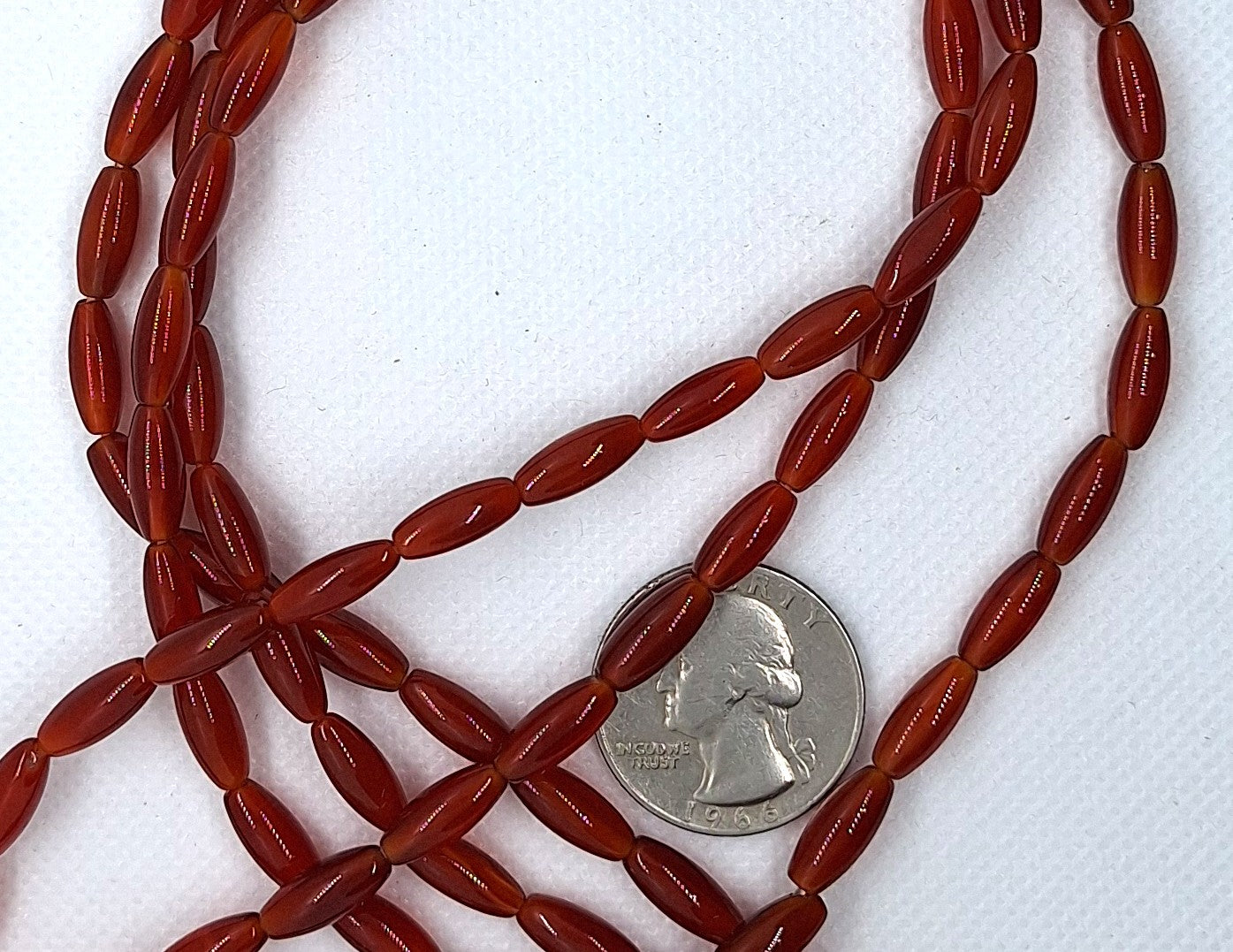 12x5mm Carnelian Dark Rice Gemstone Beads 16-Inch Strand