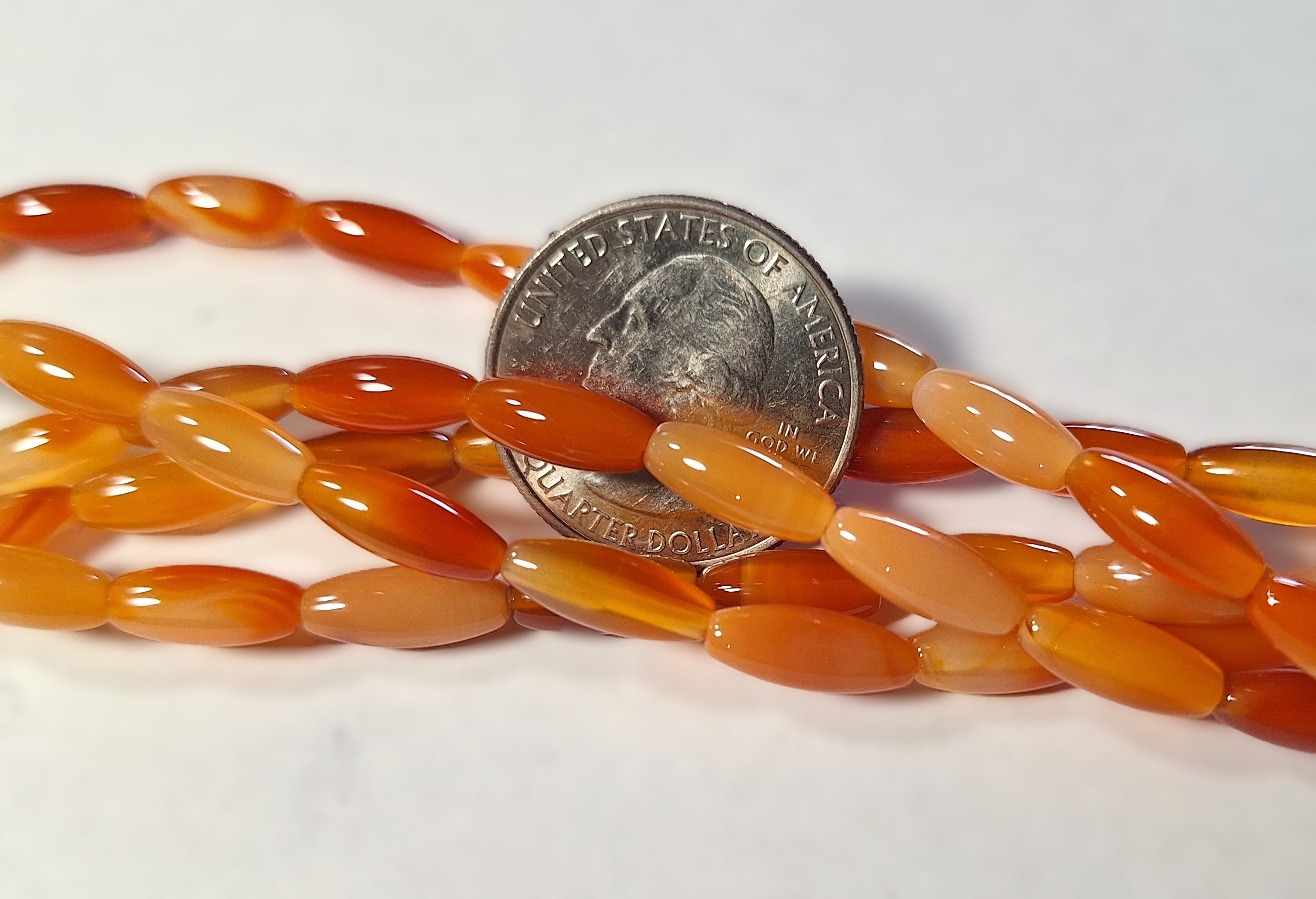 12x5mm Carnelian Rice Gemstone Beads 16-Inch Strand