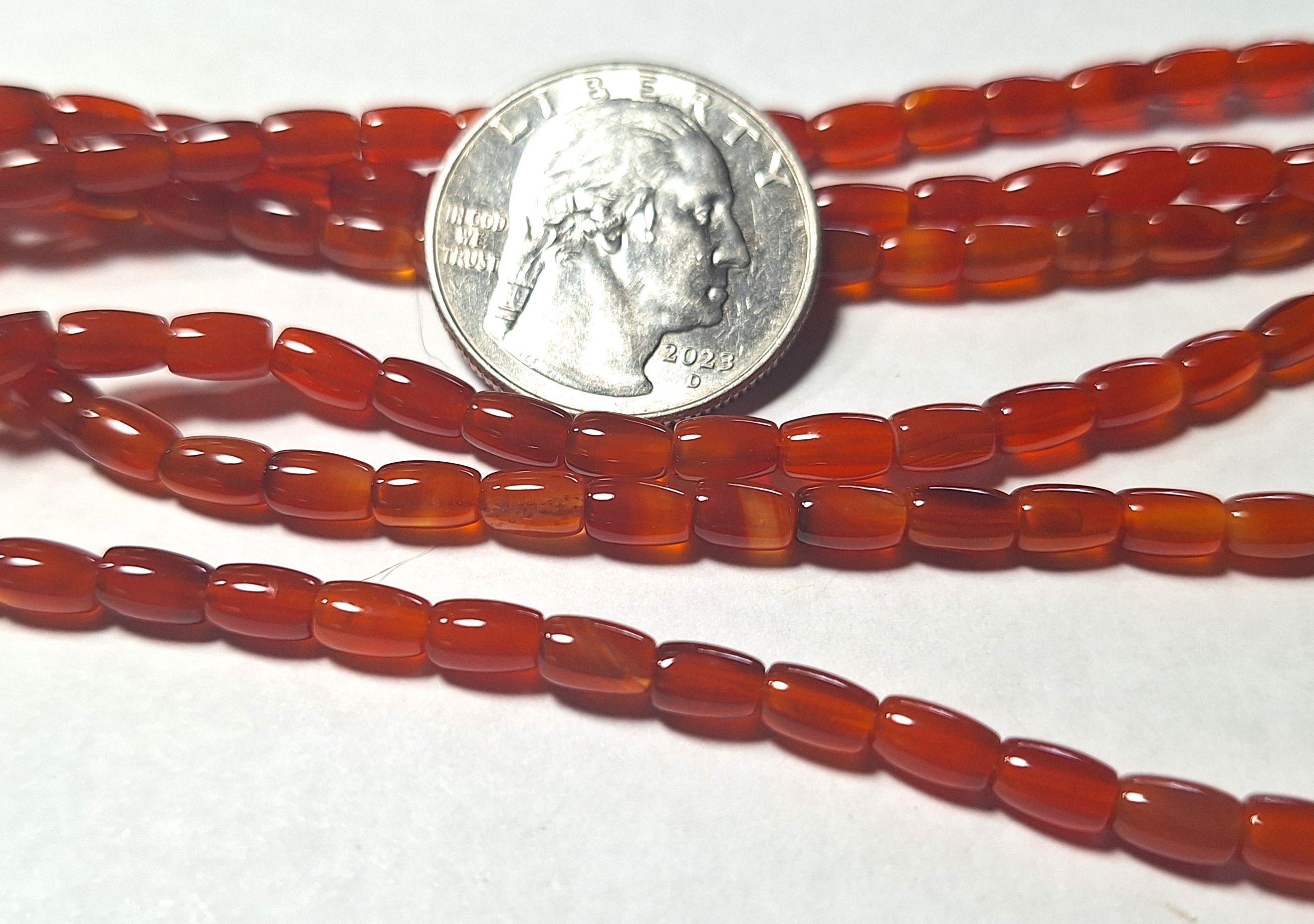 6x4mm Carnelian Rice Gemstone Beads 16-Inch Strand