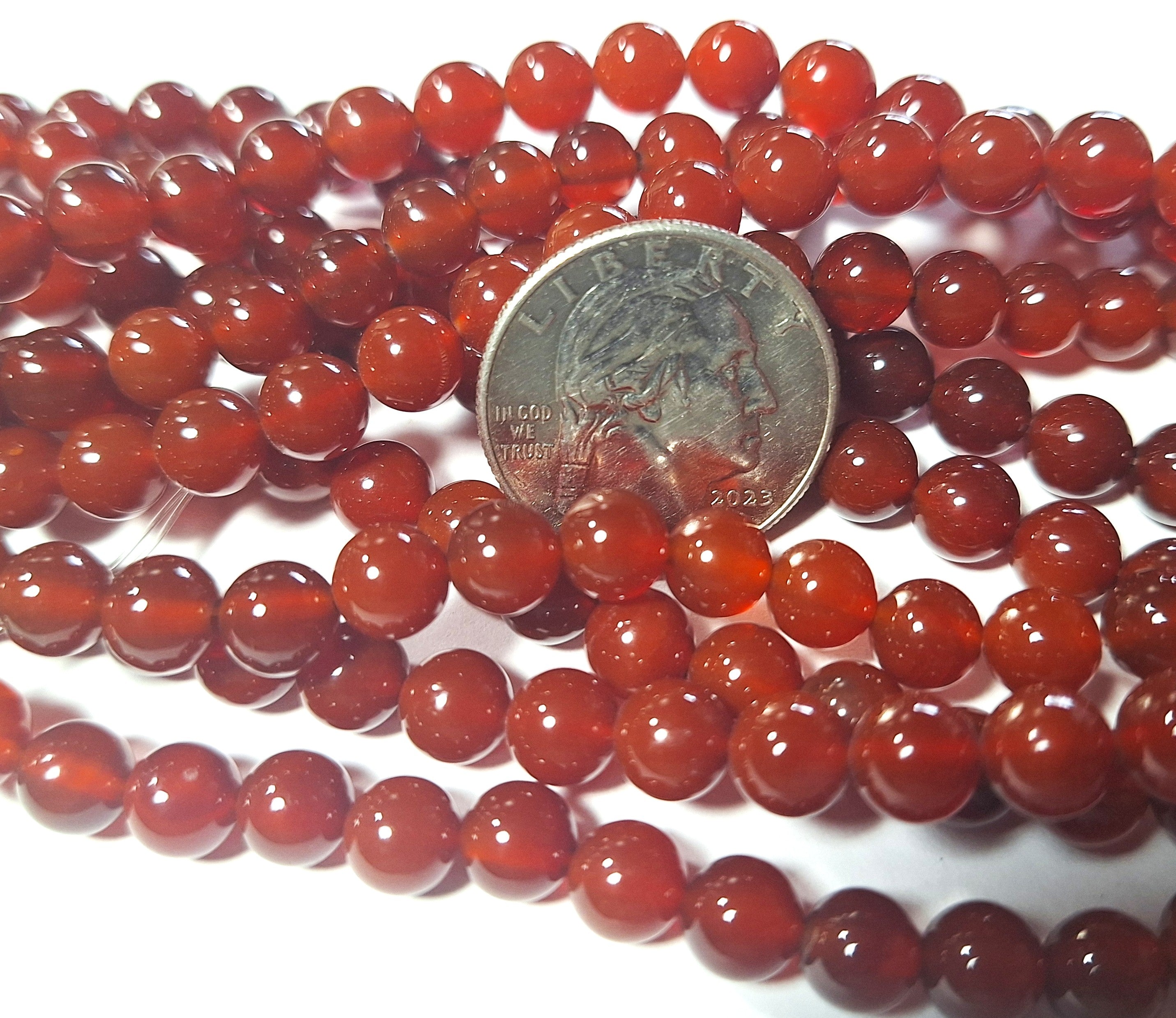 7mm Carnelian Round Gemstone Beads 16-Inch Strand