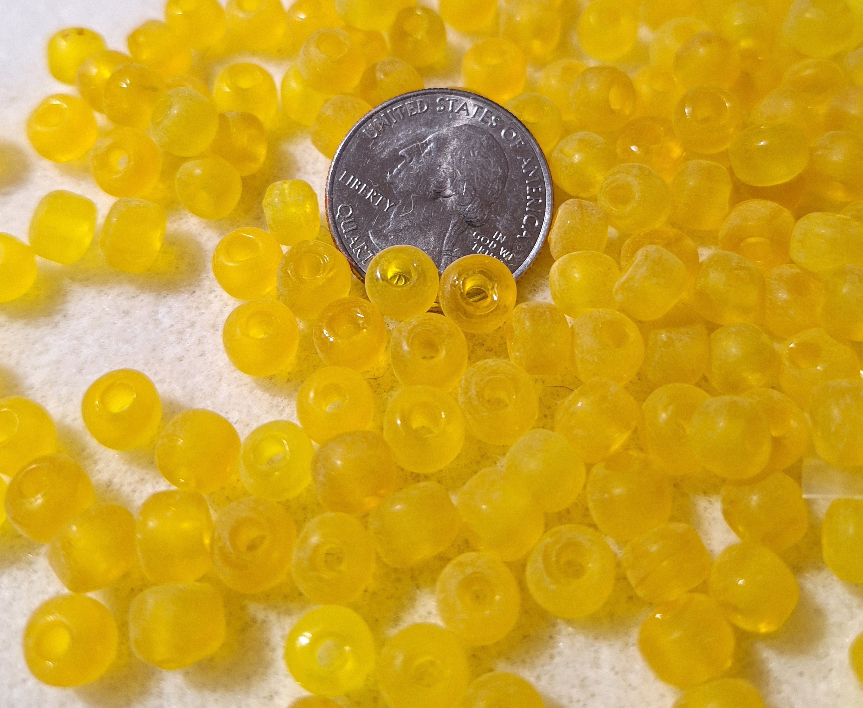 6mm Matte Yellow Transparent Crow Roller Beads 120ct
