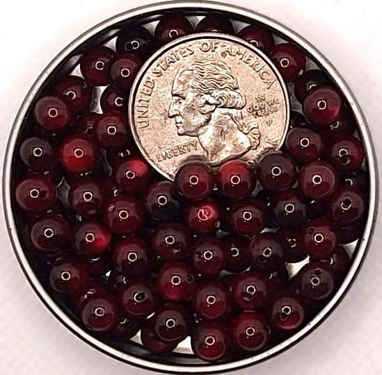 6mm Wine Red Dobu Shell Round Beads 18ct