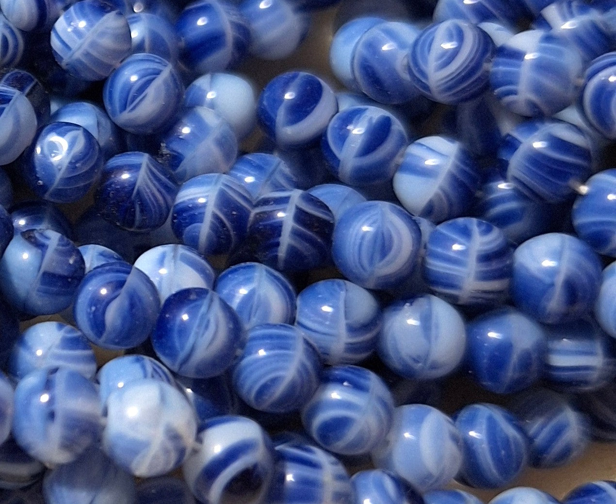 5mm Navy Blue Quartz Smooth Round Druk Glass Beads 50ct