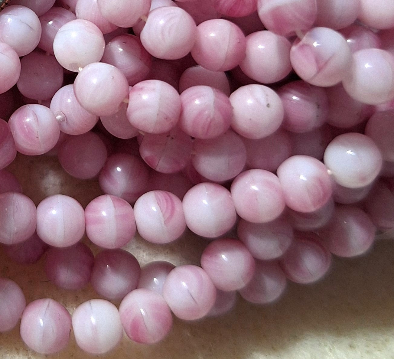 5mm Pink Quartz Smooth Round Druk Glass Beads 50ct