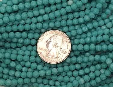 4.5mm Turquoise Green Opaque English Cut Czech Glass Beads 50ct