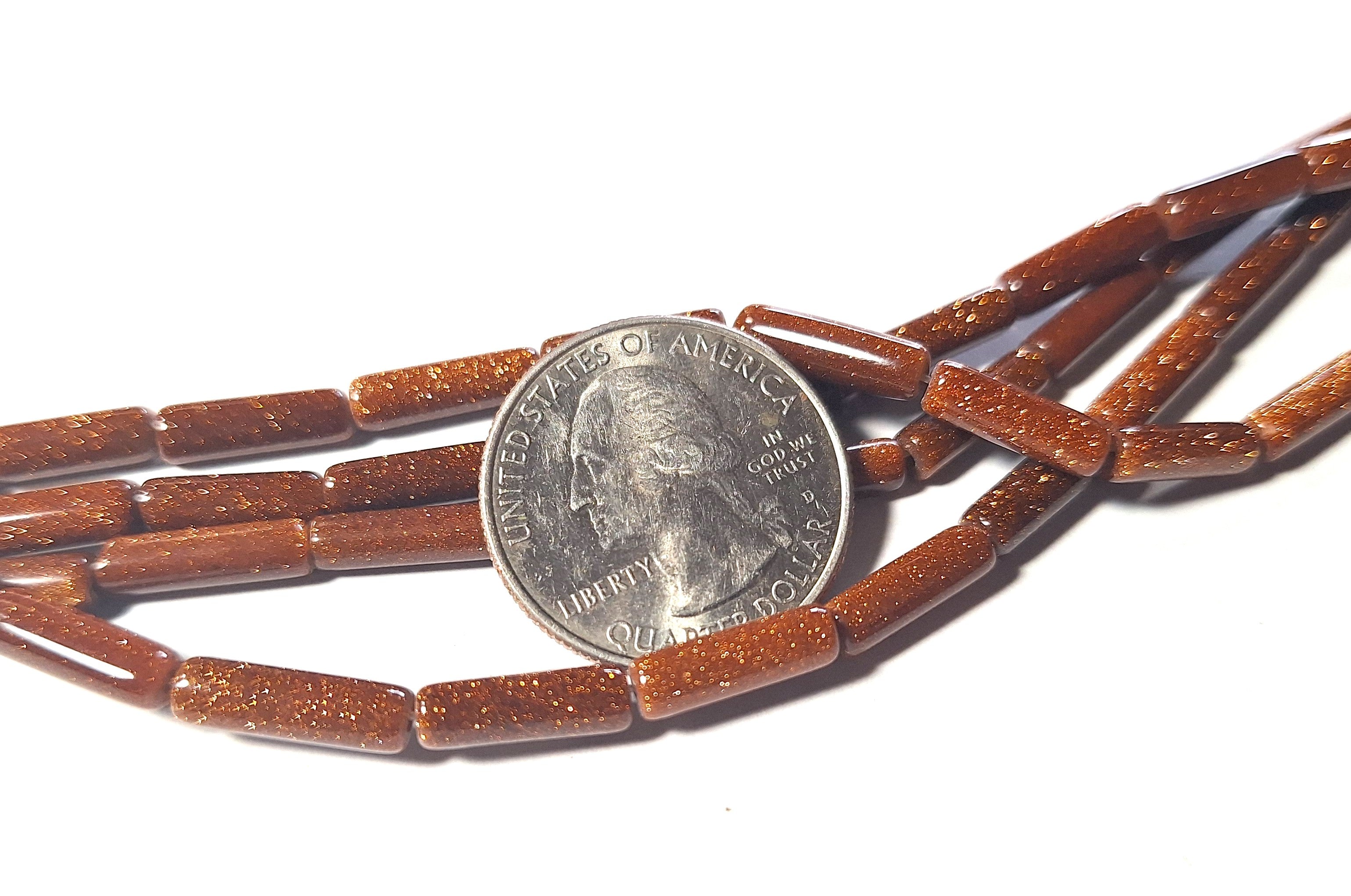 13x4mm Goldstone Cylinder Tube Gemstone Beads 16-Inch Strand