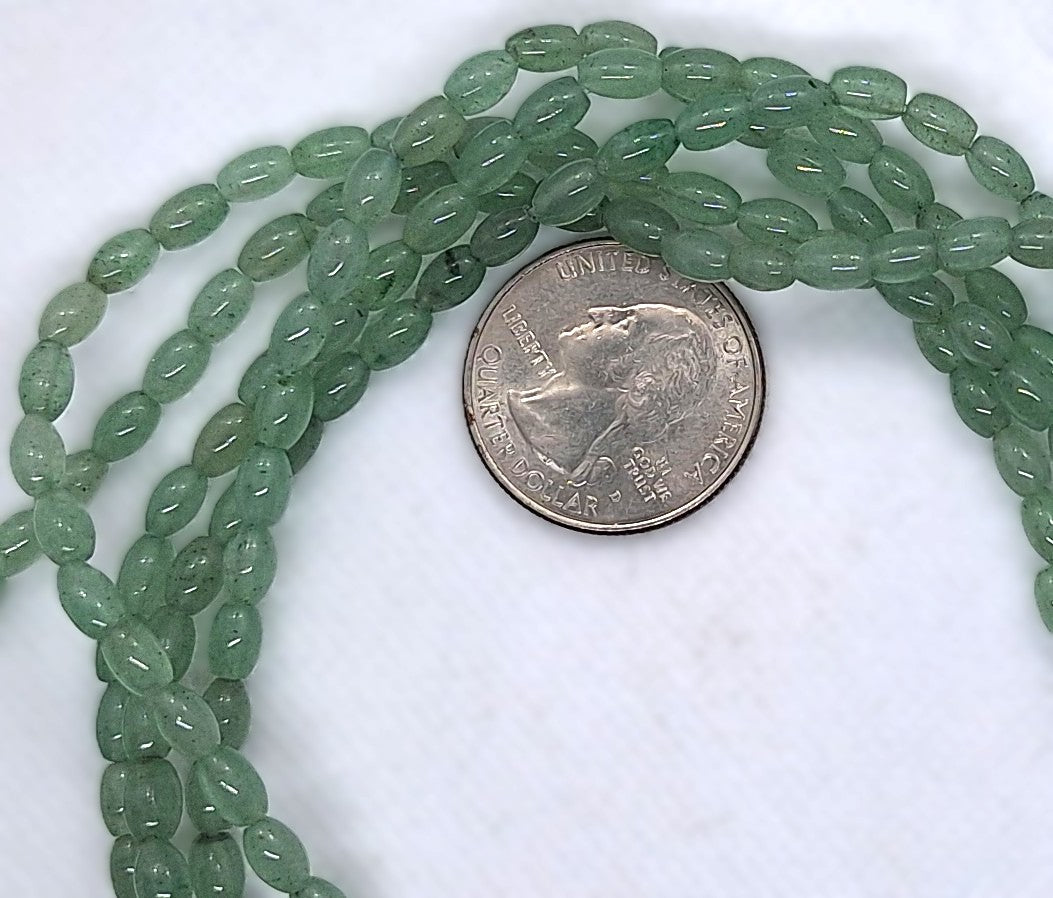 6x4mm Green Aventurine Rice Gemstone Beads 16-Inch Strand