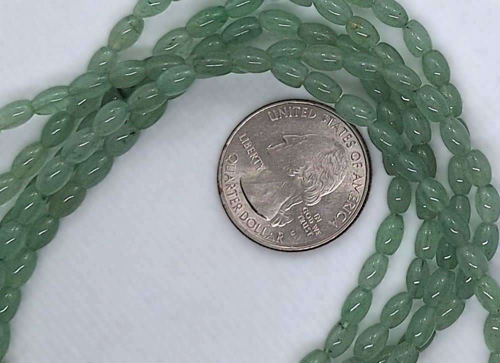 6x4mm Green Aventurine Rice Gemstone Beads 16-Inch Strand