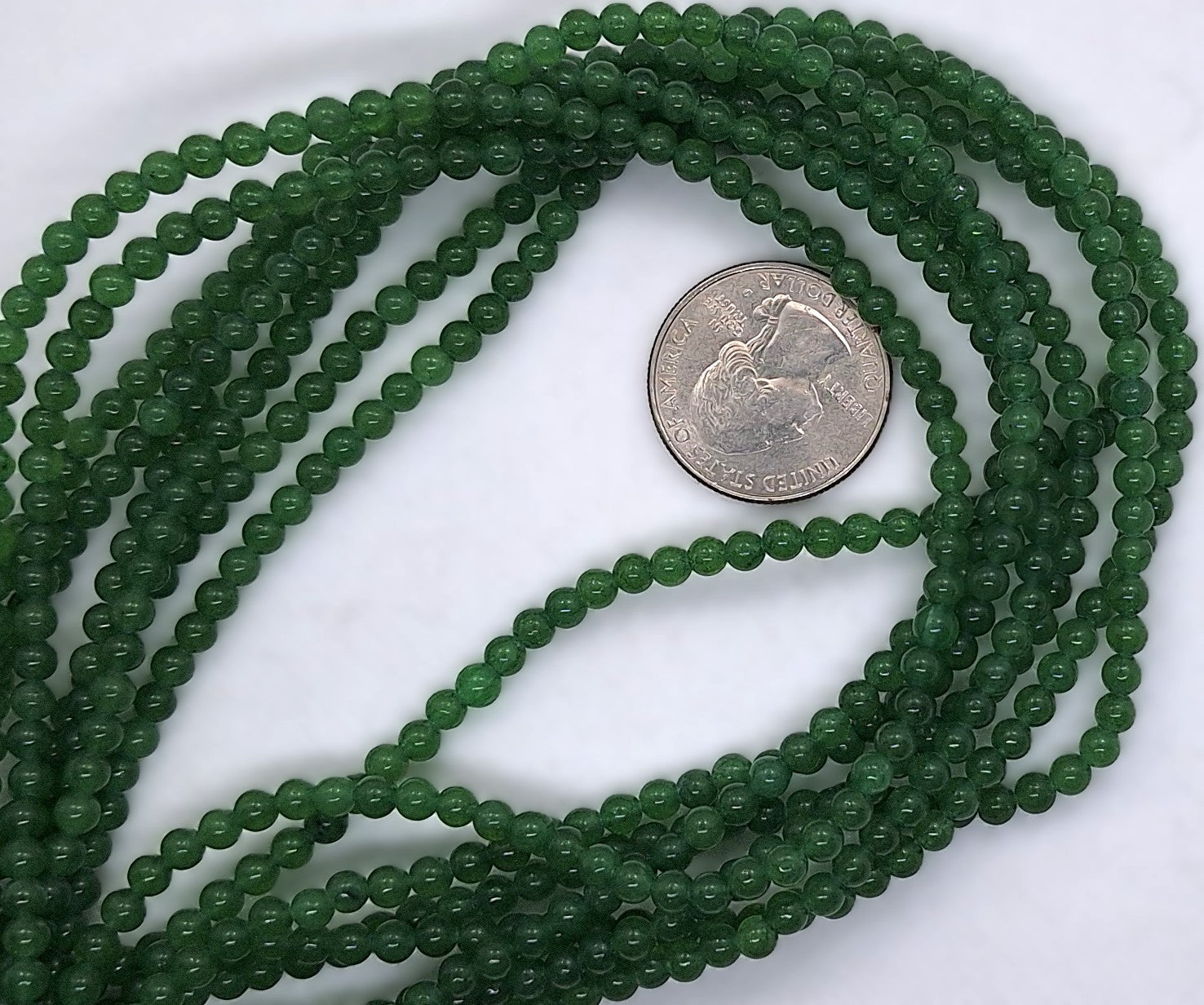 4mm Green Jade Round Gemstone Beads 16-Inch Strand