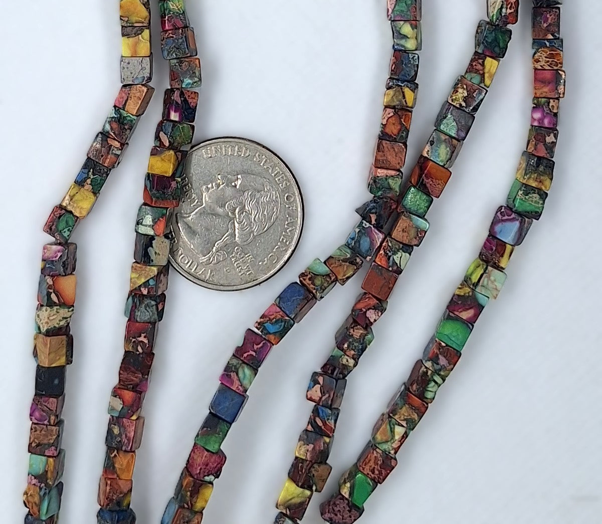 4mm Mixed Aqua Terra Jasper Cube Gemstone Beads 8-Inch Strand