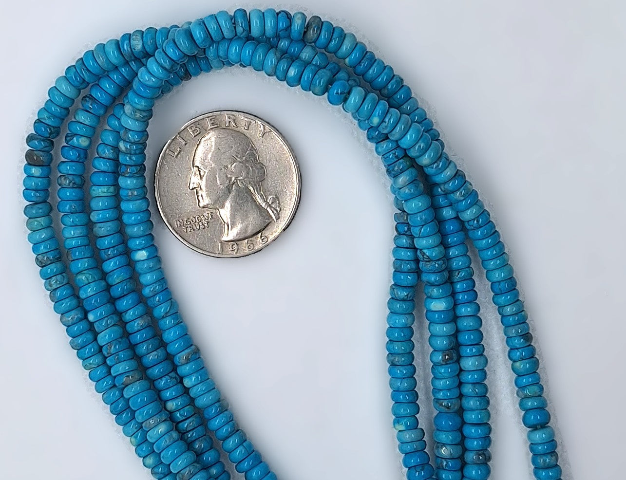 4x2mm Turquoise Dyed Howlite Flat Rondelle Heishi Gemstone Beads 16-Inch Strand