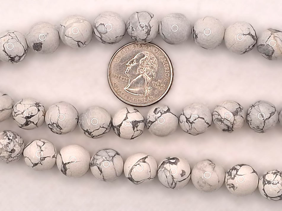 12mm White Howlite Round Gemstone Beads 8-Inch Strand